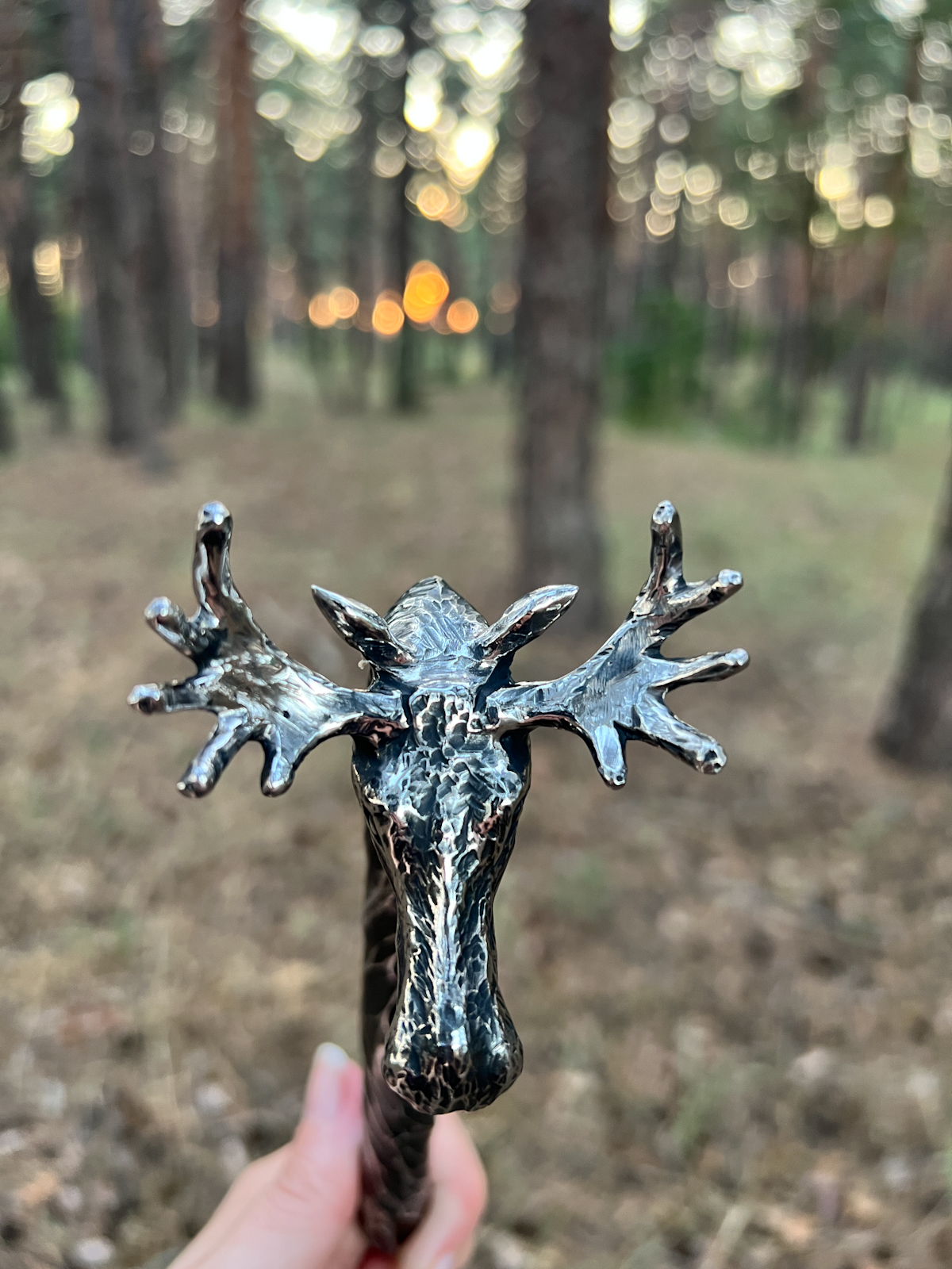 Кована кочерга для каміна, мангала “Лось”, нержавіюча сталь