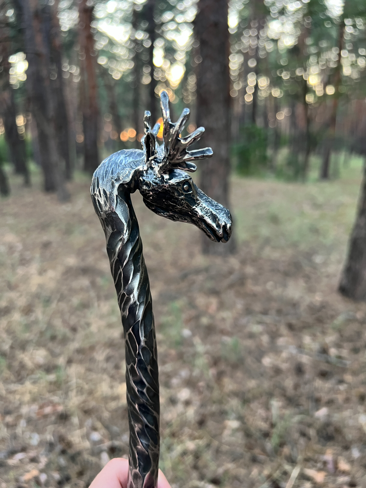 Кована кочерга для каміна, мангала “Лось”, нержавіюча сталь